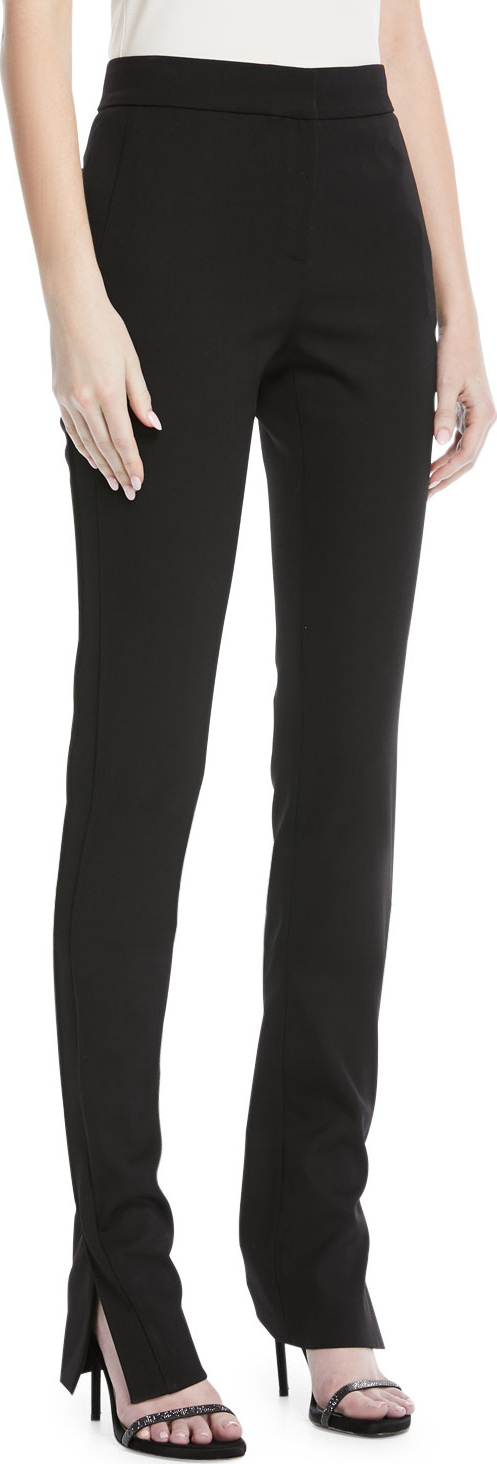 Oscar De La Renta Side-Slit Skinny-Leg Pants
