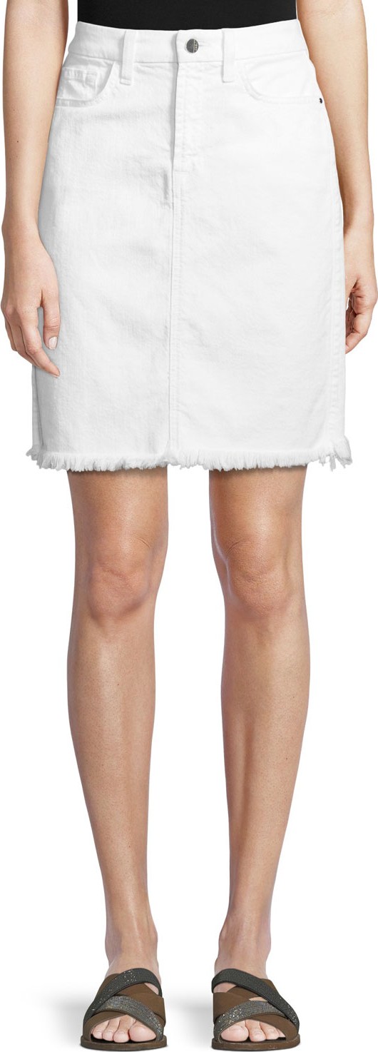 Jen7 Denim Pencil Skirt w/ Frayed Hem