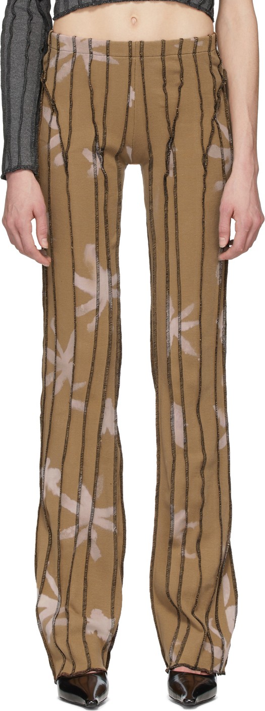 Helenamanzano SSENSE Exclusive Beige Anemony 3D Stripe Lounge Pants