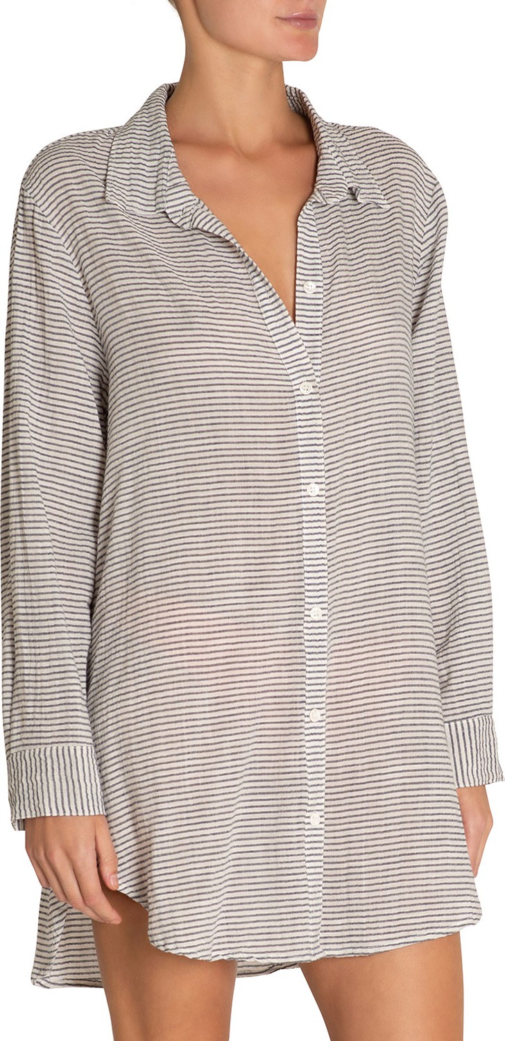 Eberjey Strada Striped Coverup Beach Shirt