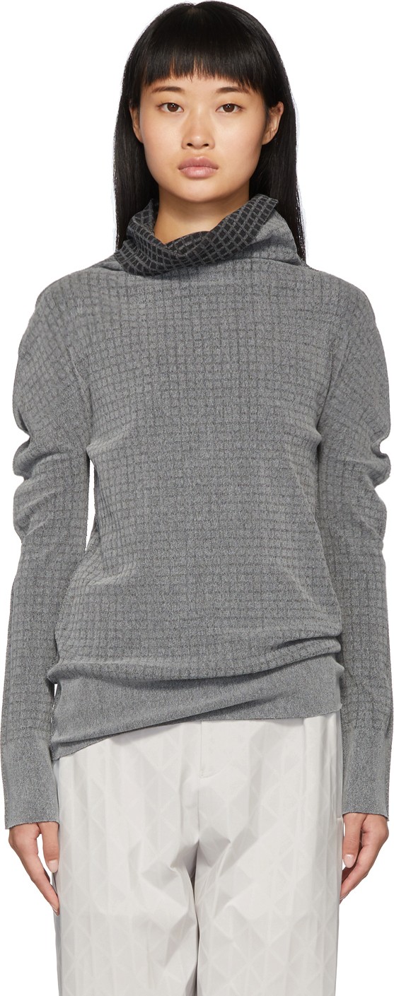 Issey Miyake Reversible Grey Waffle AP Turtleneck
