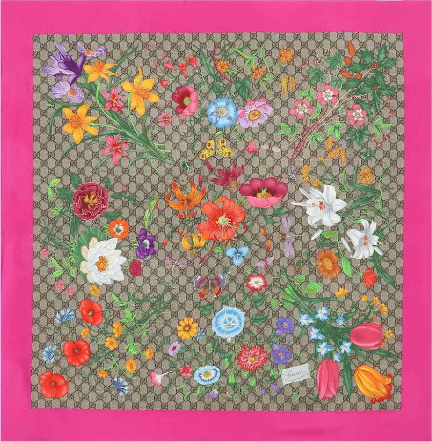 Gucci GG Flora printed silk scarf