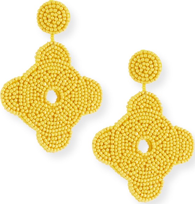 Kenneth Jay Lane Beaded Geometric Drop Earrings, Yellow