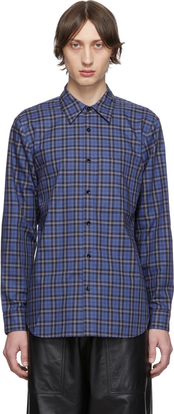 Tibi SSENSE Exclusive Blue & Multicolor Check Kingston Shirt