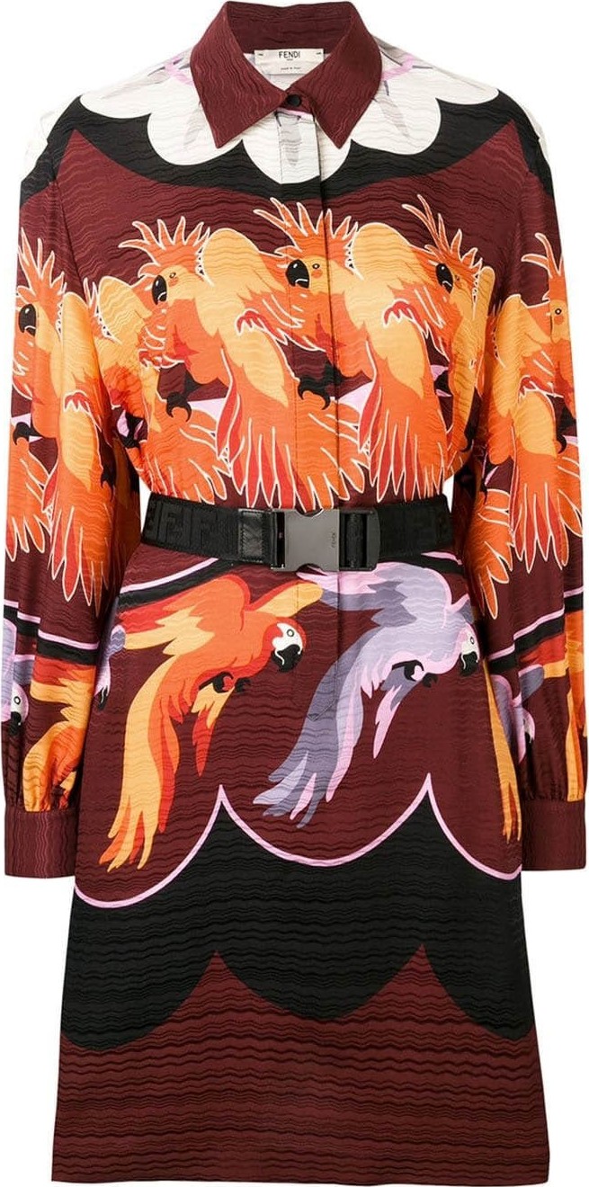 Fendi parrot print shirt dress