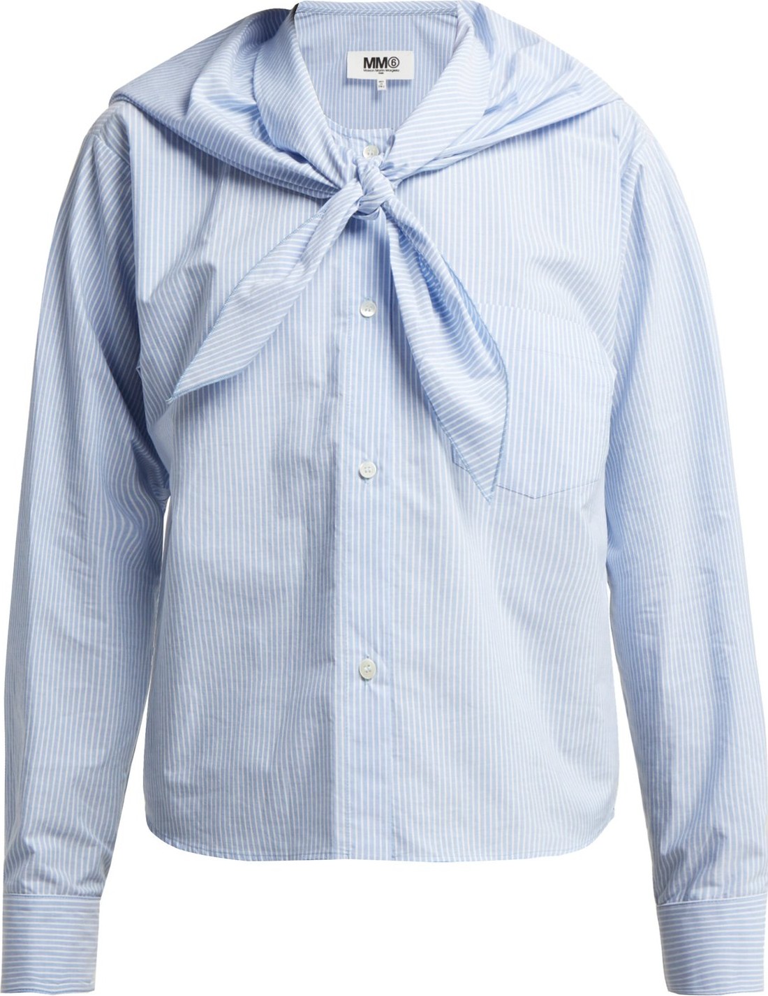 MM6 Maison Margiela Tie-front cotton poplin shirt