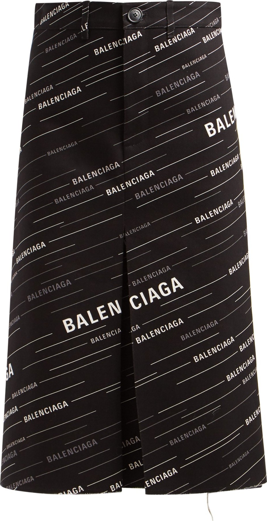 Balenciaga Monogram-print denim midi skirt