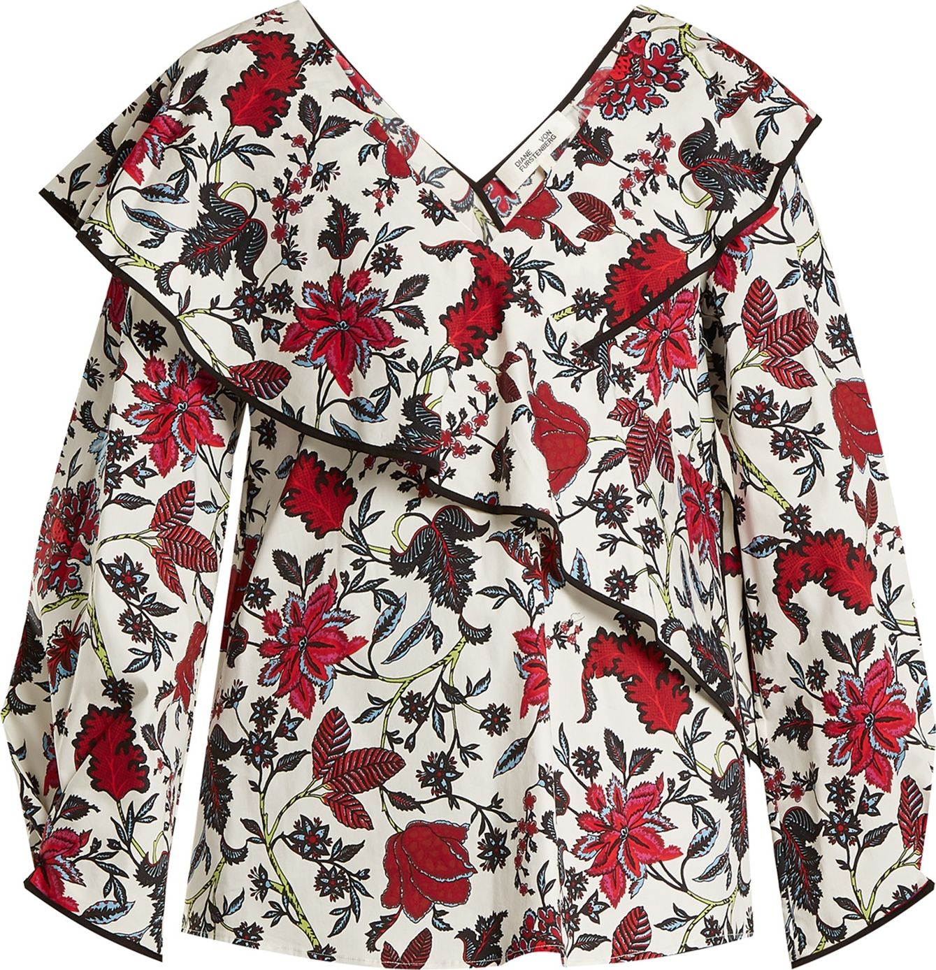 DIANE von FURSTENBERG Canton-print stretch-cotton wrap top