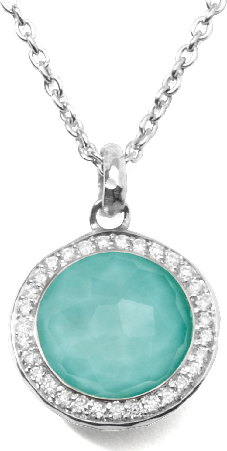 IPPOLITA Stella Lollipop Pendant Necklace in Turquoise Doublet with Diamonds
