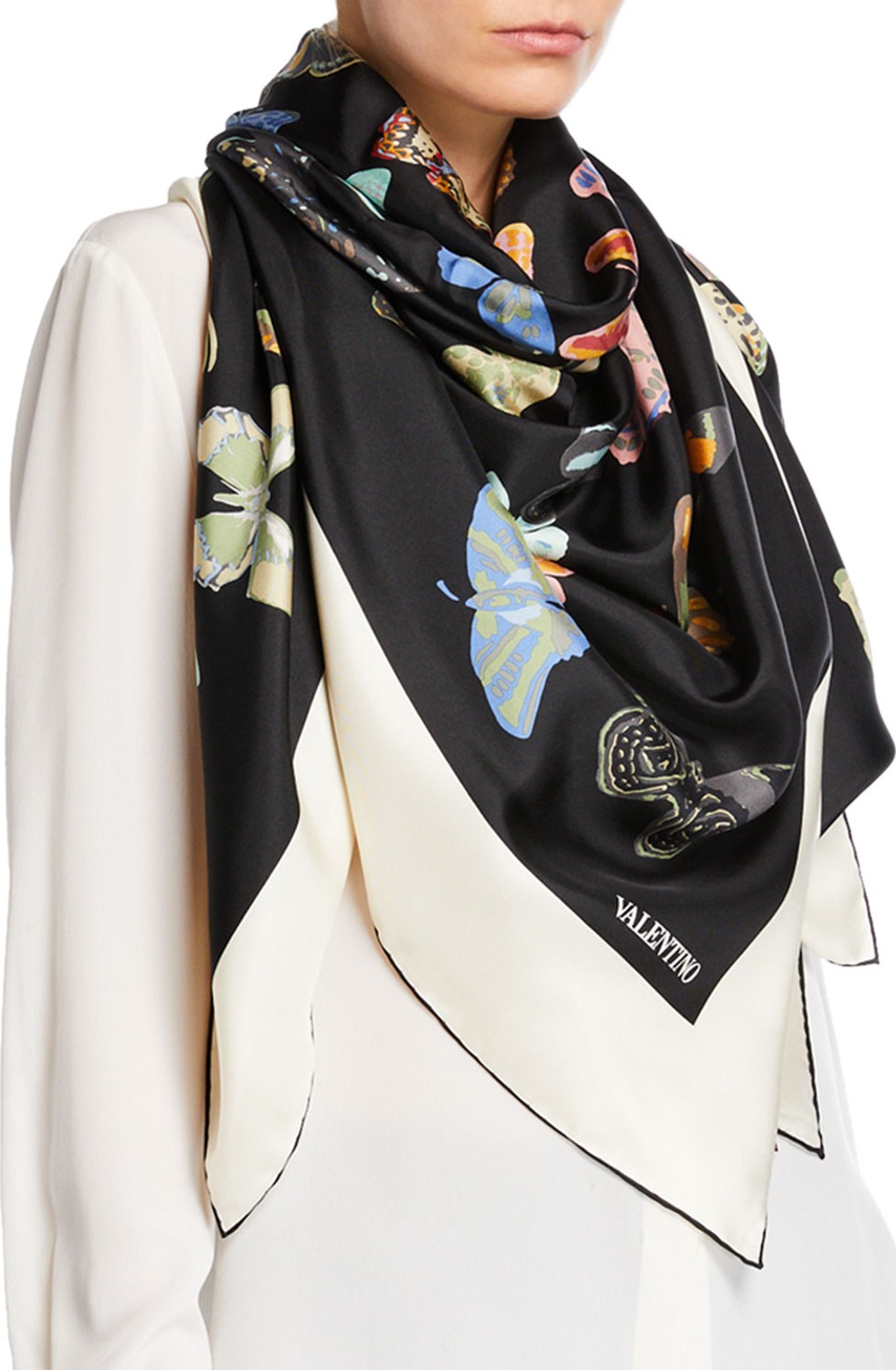 Valentino Butterfly Silk Shawl