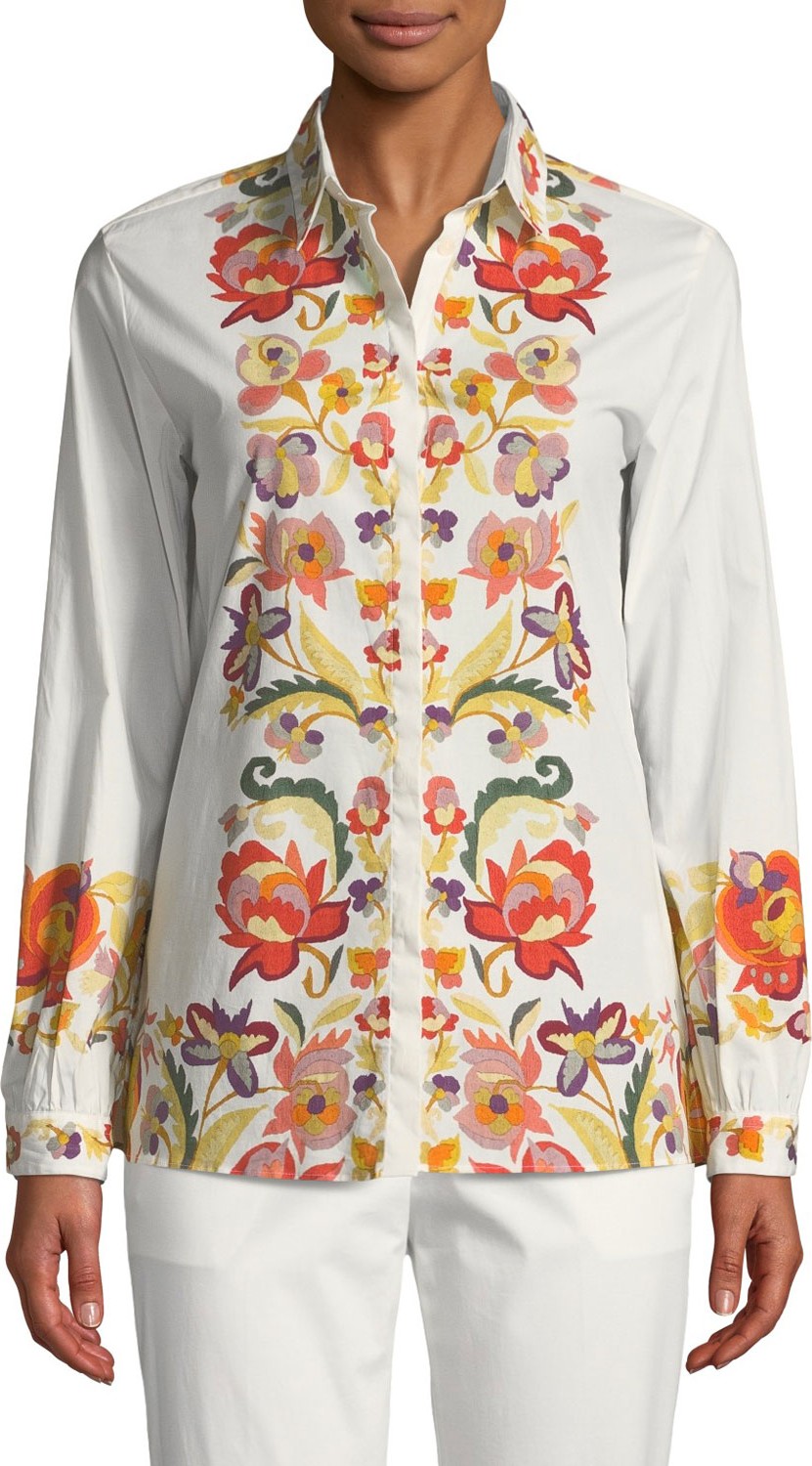 Etro Floral-Print Button-Front Blouse