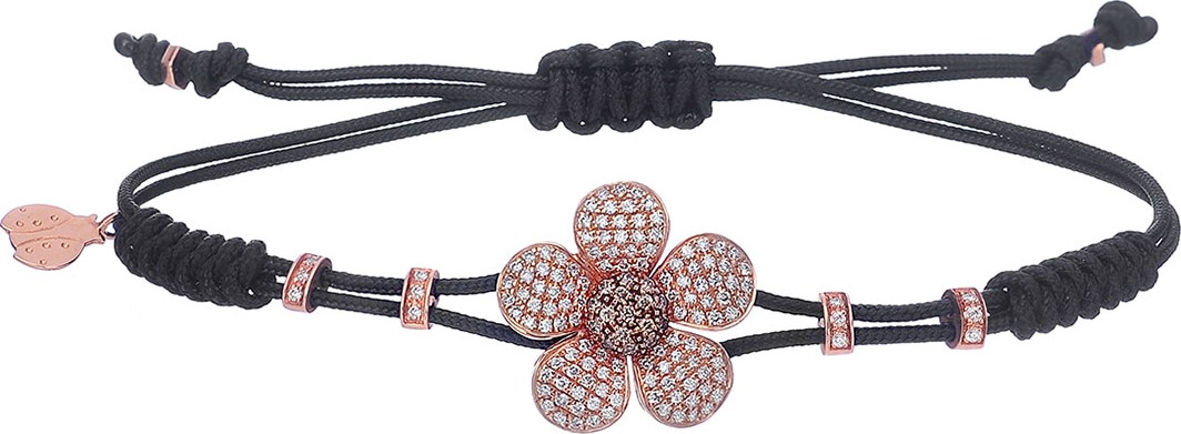 Pippo Perez Pull-Cord Bracelet with Brown Diamond Daisy in 18K Gold