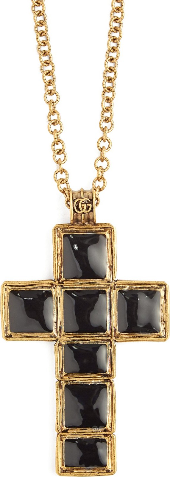 Gucci Enamelled cross pendant necklace