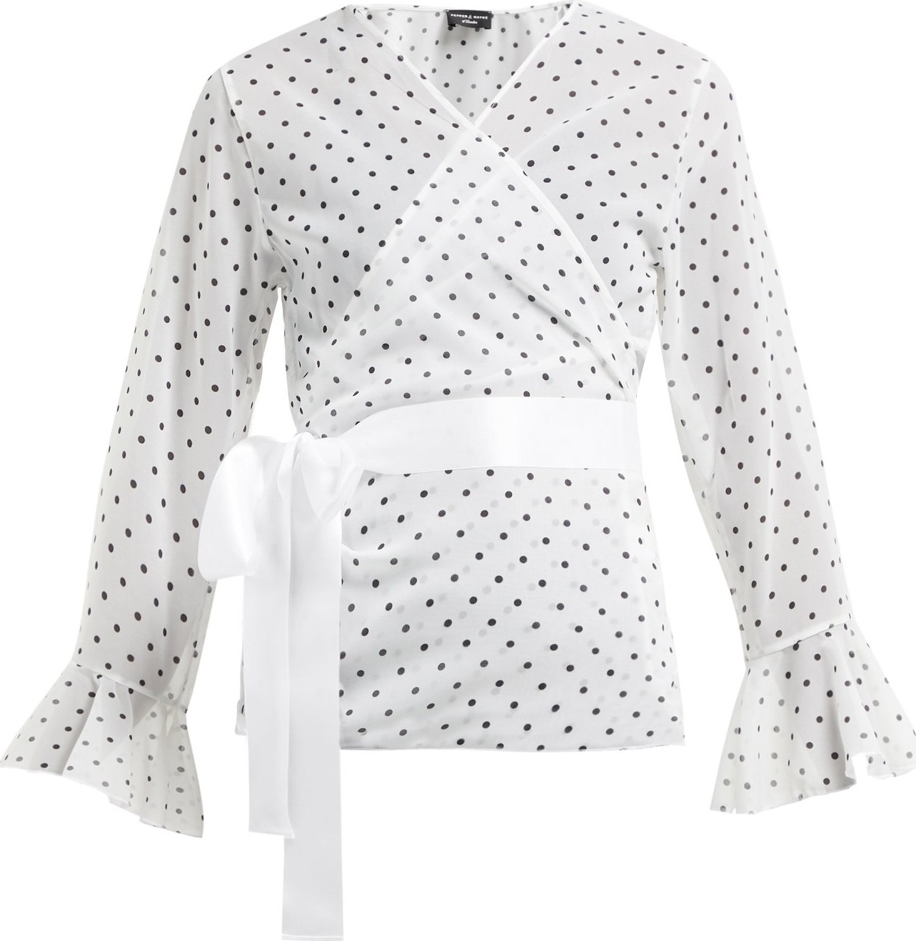 Pepper & Mayne Dolce polka dot-print chiffon wrap top