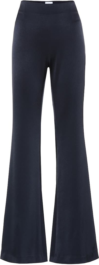 Galvan High-rise flared satin-crêpe pants