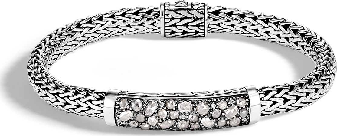 John Hardy Classic Chain Diamond Pave Bracelet, Size S