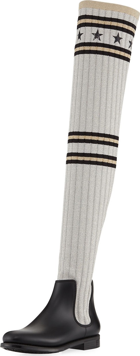 Givenchy Storm Over-The-Knee Knitted Rain Boot