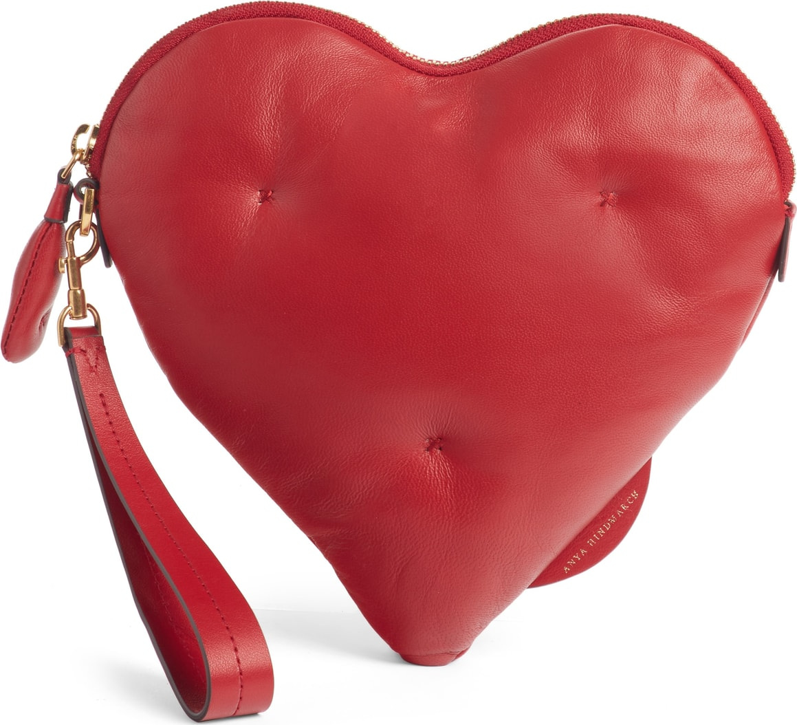 Anya Hindmarch Chubby Heart Leather Clutch