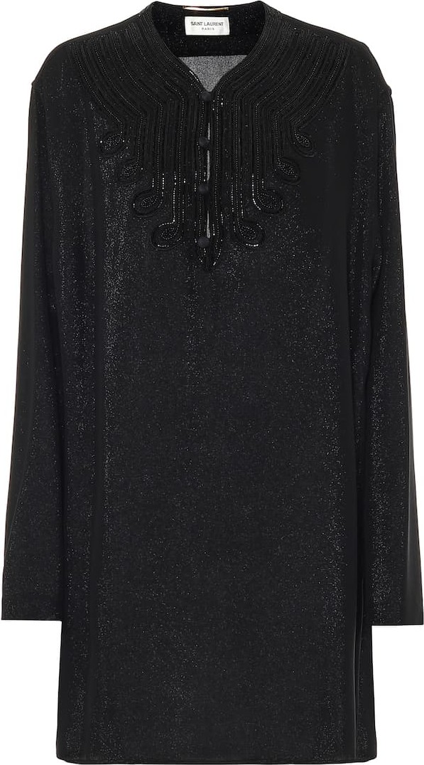 Saint Laurent Embellished silk-blend dress