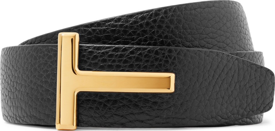 TOM FORD 3cm Black and Brown Reversible Full-Grain Leather Belt