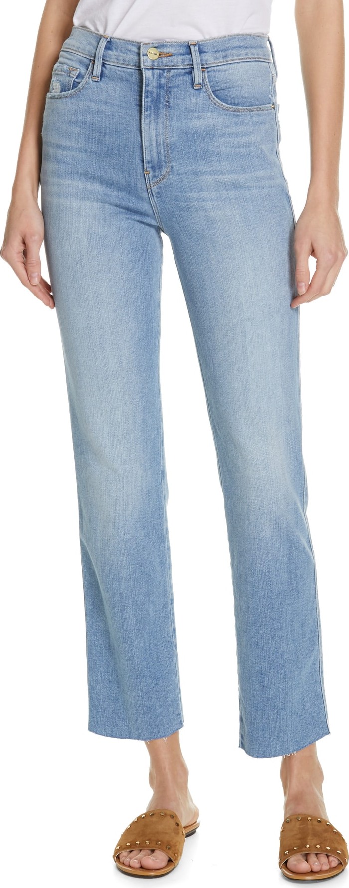 FRAME DENIM Le Sylvie High Waist Raw Hem Straight Leg Jeans