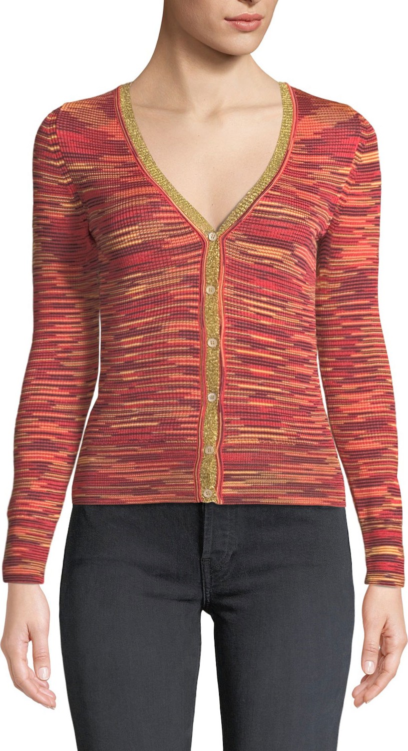 M Missoni Long-Sleeve V-Neck Space-Dye Cardigan