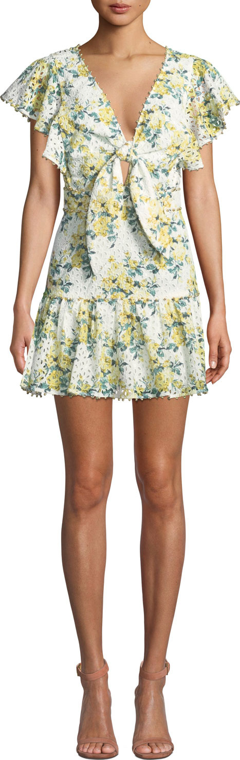 Talulah Tash Gardenia-Print Ruffle Mini Dress