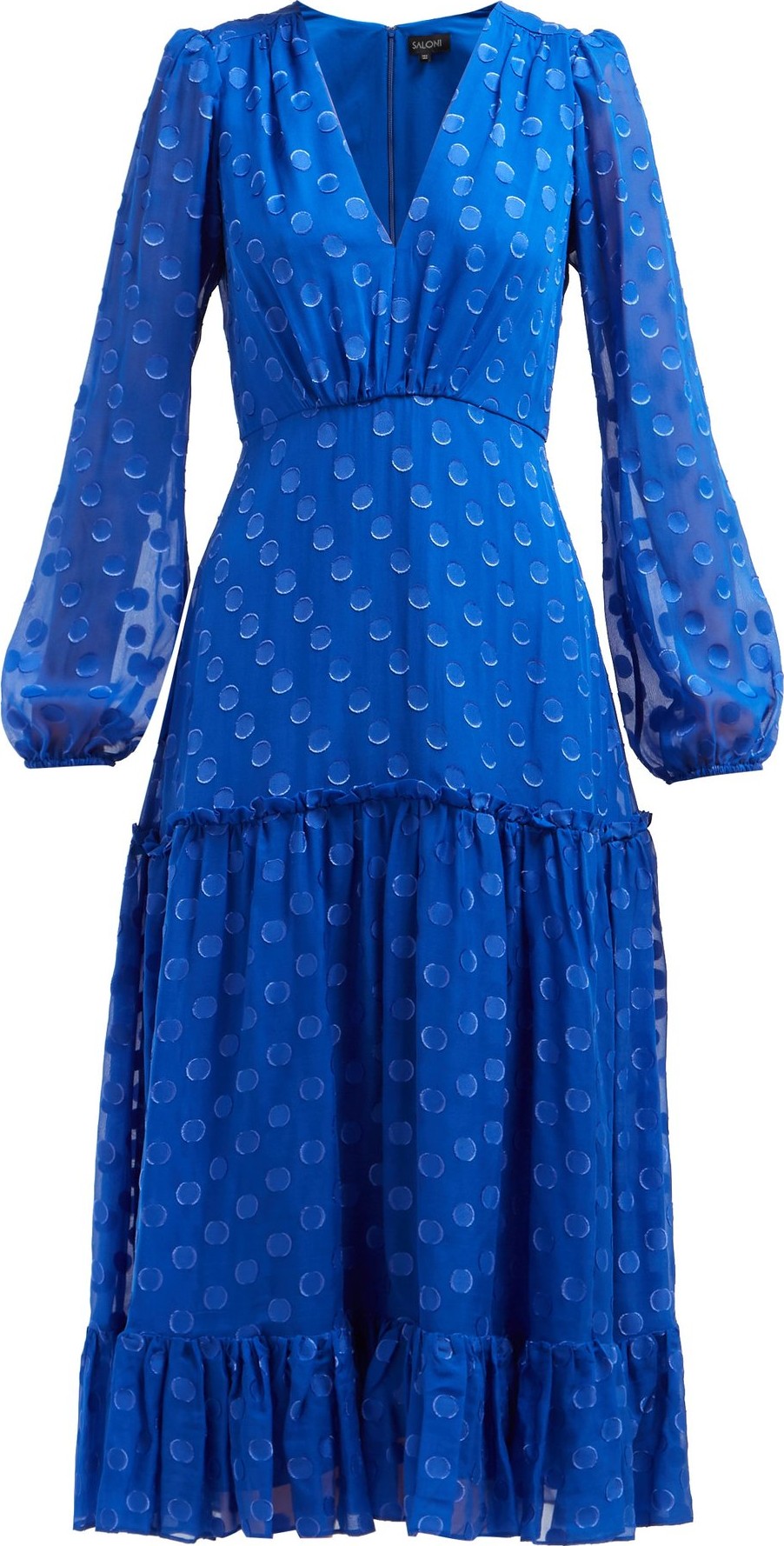Saloni Devon polka-dot silk-georgette dress