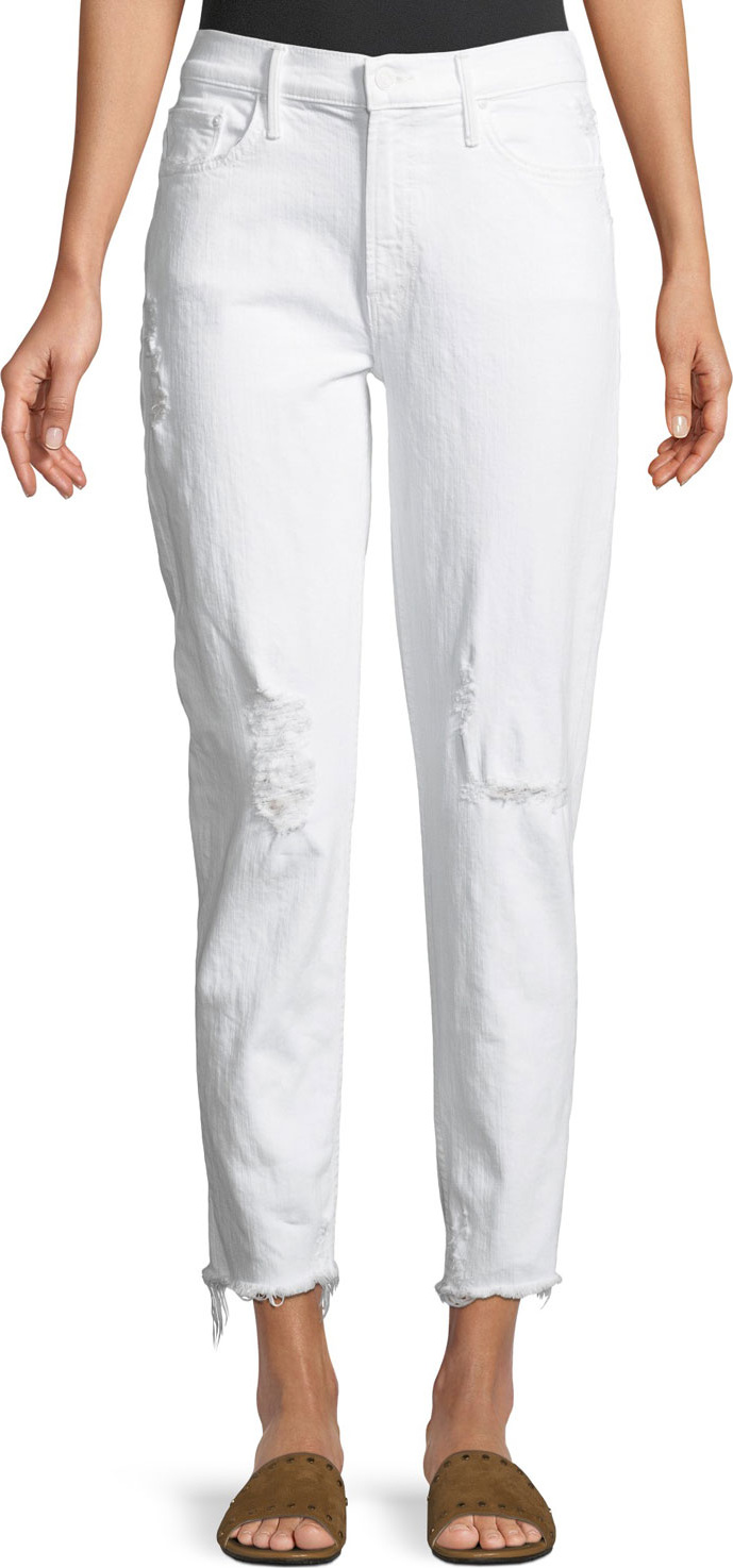 MOTHER Sinner High-Rise Straight-Leg Distressed Jeans