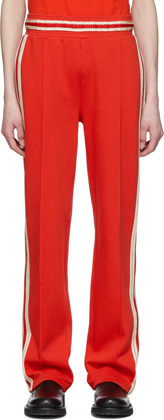 Wales Bonner Red Crochet Stripes Lounge Pants