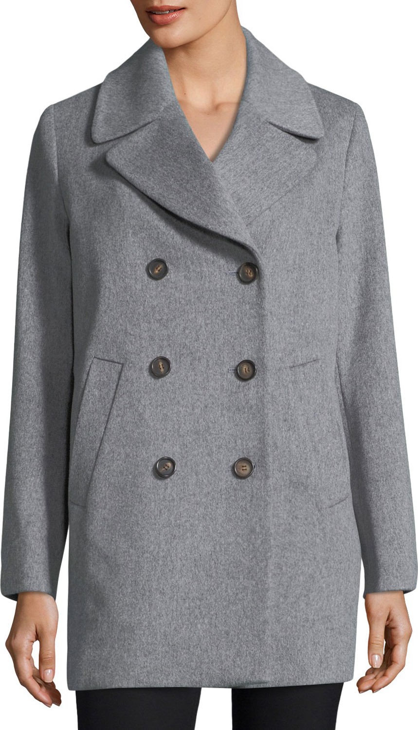 Fleurette Double-Breasted Wool Boyfriend Pea Coat