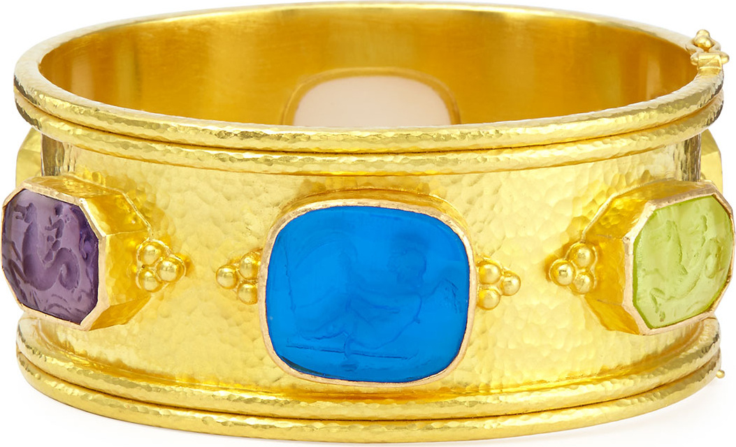 Elizabeth Locke Pastel Cherub Intaglio 19k Gold Bangle