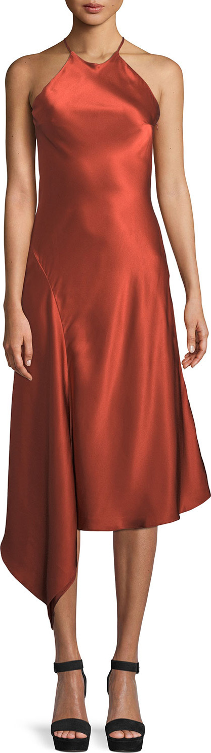 Alexis Lucy Draped Twill Halter Midi Dress