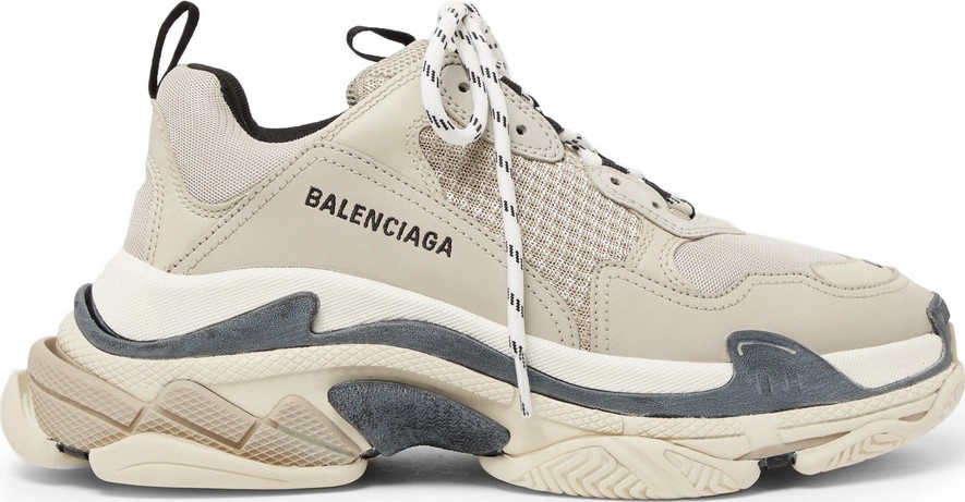 Balenciaga Triple S Mesh, Nubuck and Leather Sneakers
