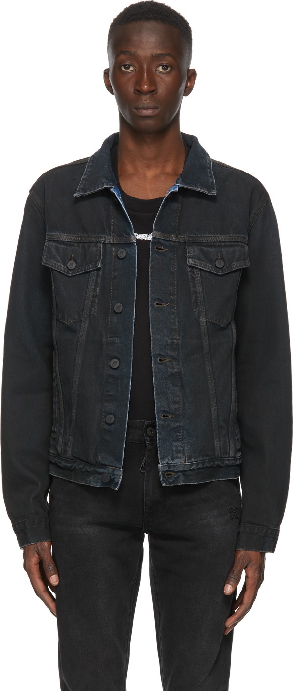 Off White Black Denim Stencil Jacket