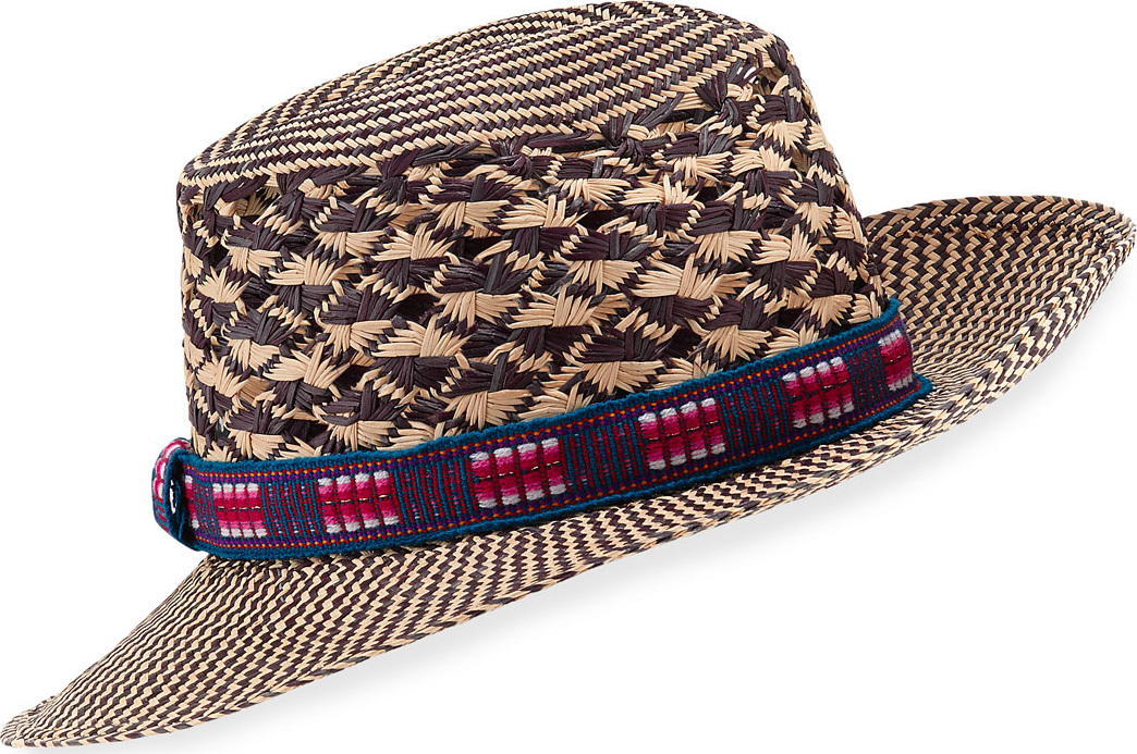 Valdez Panama Hats Nadia Chevron Straw Fedora Hat