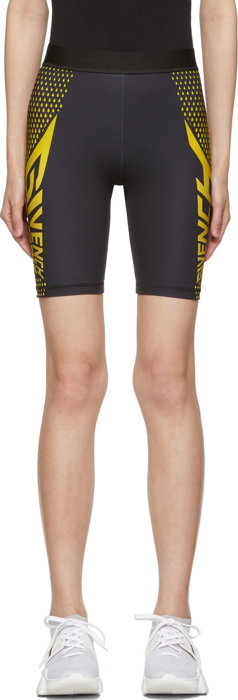 Givenchy Black & Yellow Neoprene Bike Shorts
