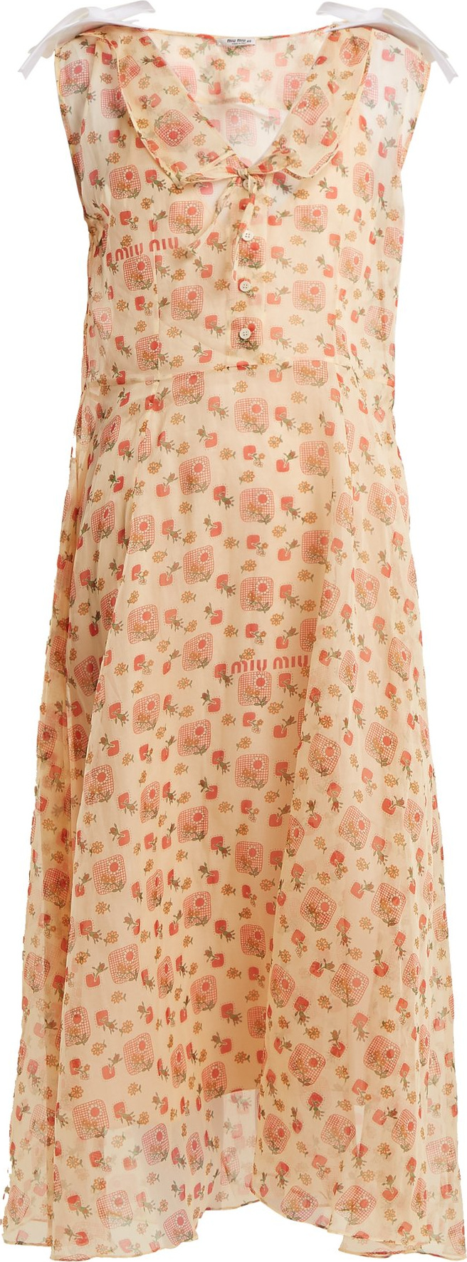 Miu Miu Contrast-collar floral-print dress