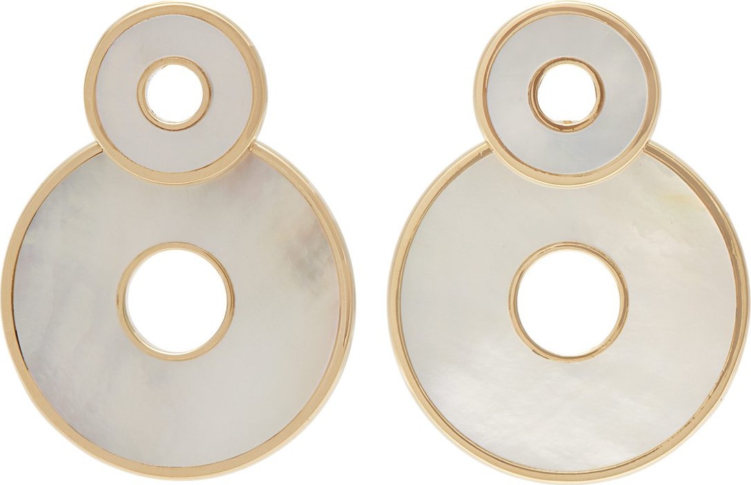 Retrouvai Swivel mother-of-pearl & gold drop earrings