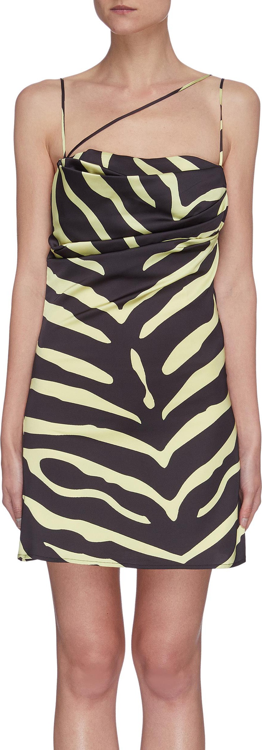 De La Vali 'Frisco' spaghetti strap tiger print satin mini dress
