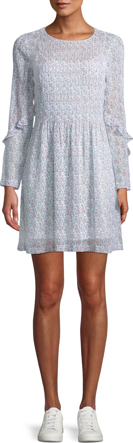 Club Monaco Catira Pleated Mini Floral-Print Silk Dress