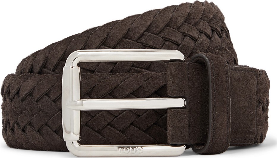 Tod's 3.5cm Brown Woven Suede Belt