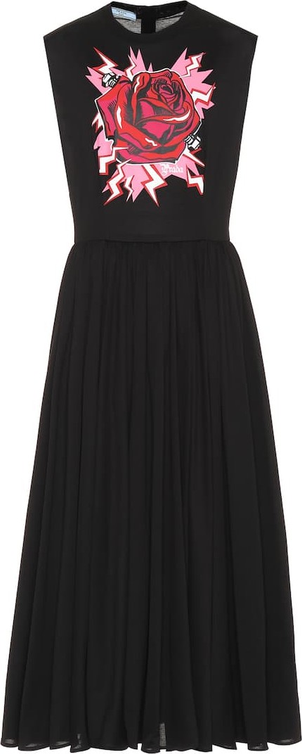 Prada Printed cotton midi dress