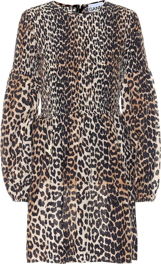 Ganni Leopard-print cotton and silk minidress Ganni Leopard-print cotton and silk minidress