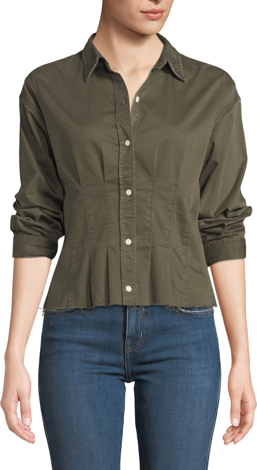 Current/Elliott The Tella Pintucked Button-Front Shirt