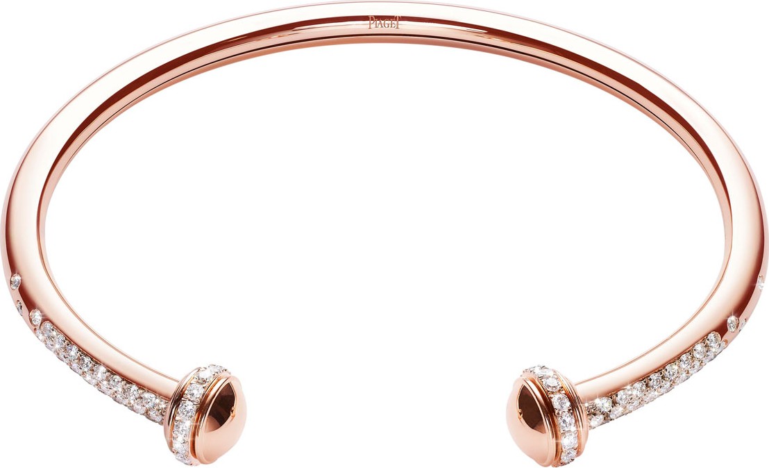 Piaget Possession Medium-Model 18K Red Gold Open Bangle  with Diamonds, Size M