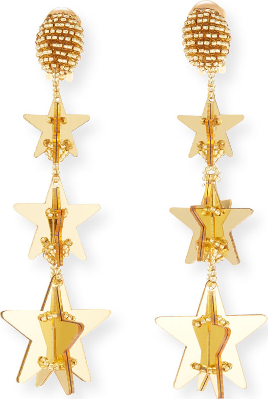 Oscar De La Renta Falling Stars Clip-On Drop Earrings