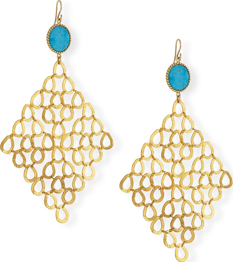 Devon Leigh Turquoise Chain-Link Statement Earrings