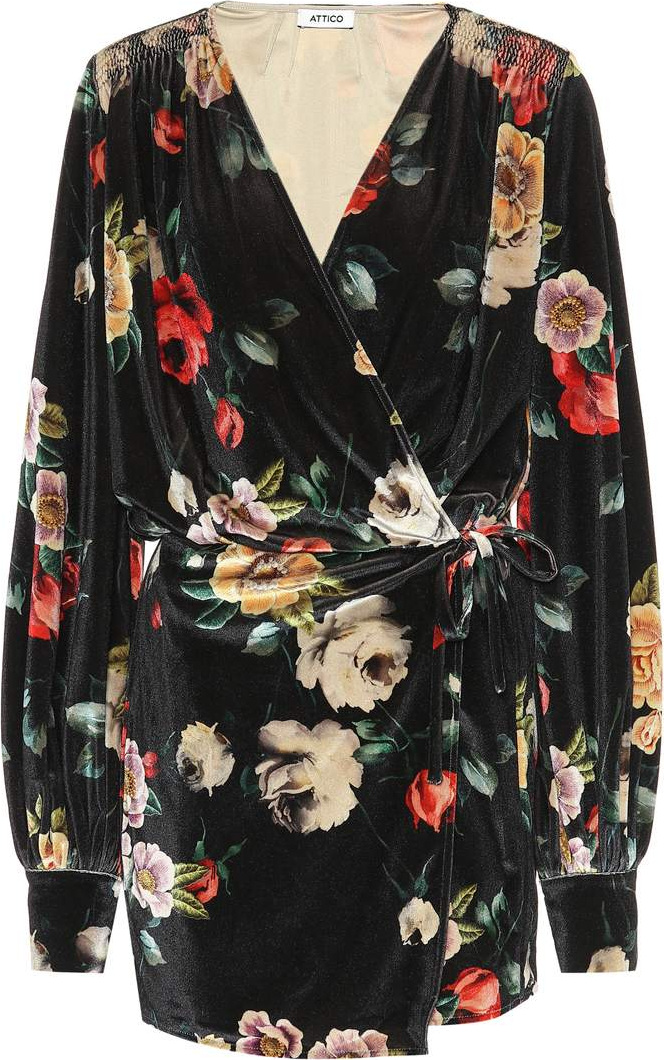 Attico Floral velvet minidress