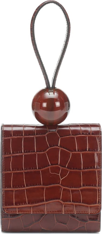 By Far Ball croc-effect leather clutch